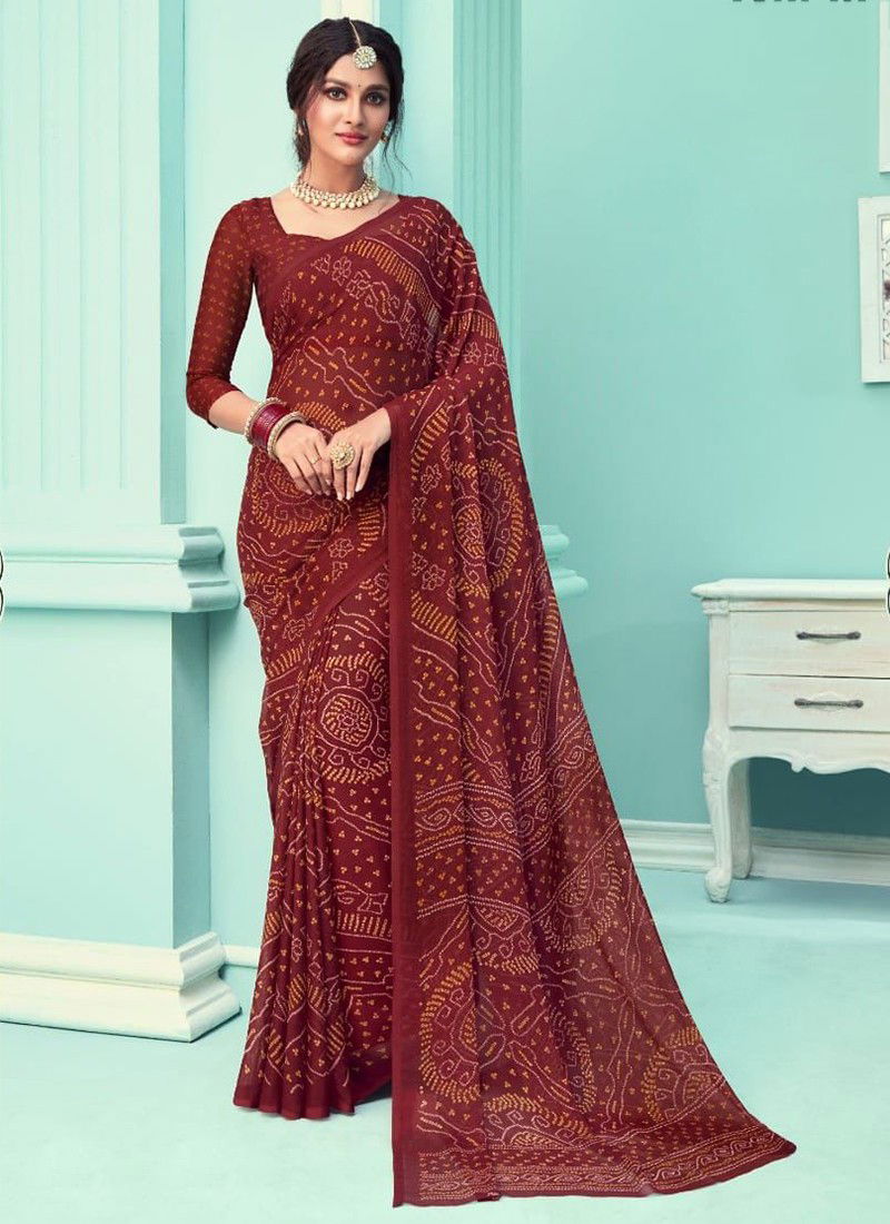 STAR CHIFFON 67TH EDITION Ruchi New daily Wear Chiffon Bandhni Saree Collection